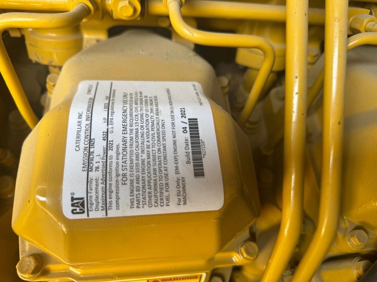2021 CATERPILLAR 3516C Generator Set , 3125KVA, 2500KW , 60HZ - View 14