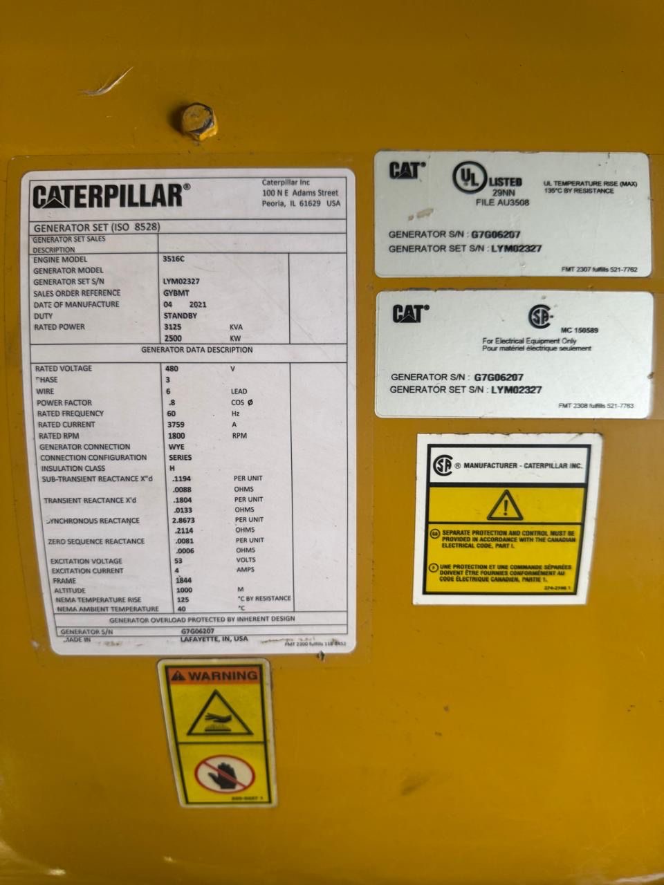 2021 CATERPILLAR 3516C Generator Set , 3125KVA, 2500KW , 60HZ - View 17